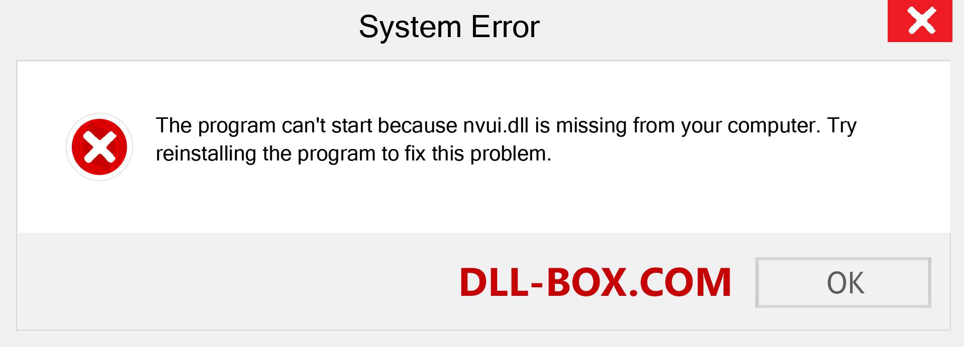  nvui.dll file is missing?. Download for Windows 7, 8, 10 - Fix  nvui dll Missing Error on Windows, photos, images